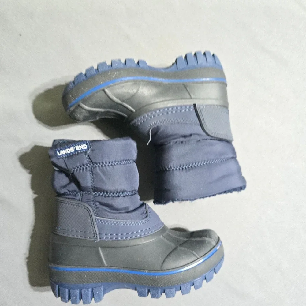 Lands End Snow Boots Toddler Size 8M Navy Blue Insulated Waterproof Thinsulate